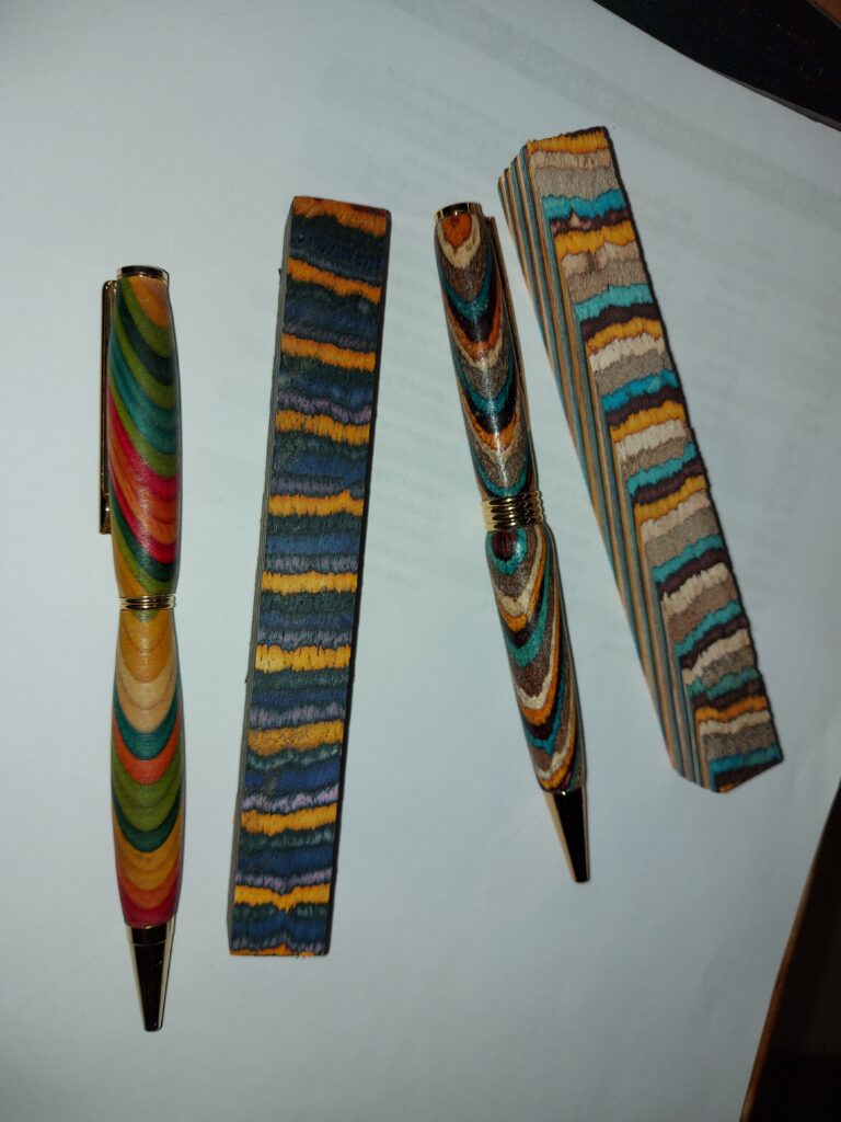 Coloured laminate pens by Andy Valliere